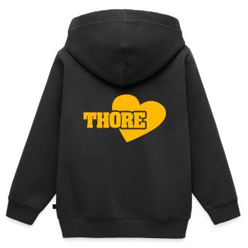 Cadeau pour Thore - Sweat Premium à capuche zippé enfant bio - noir - Dos - AI Model Kid Male (0cm)