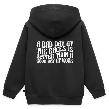 Une mauvaise journée de course vaut mieux qu’une journée de travail 4 - Sweat Premium à capuche zippé enfant bio - noir - Dos - AI Model Kid Male (0cm)