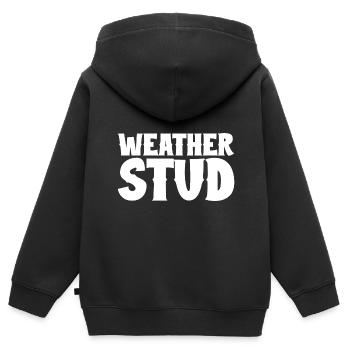 Weather Stud - Kinder Premium Organic Zip Hoodie - Schwarz - Hinten - AI Model Kid Male (0cm)