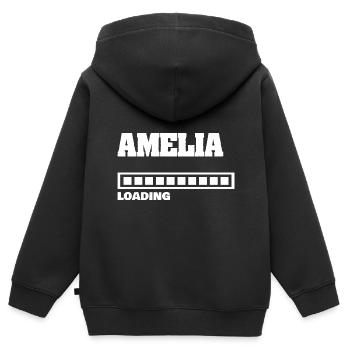 Amelia als Baby - Kinder Premium Organic Zip Hoodie - Schwarz - Hinten - AI Model Kid Male (0cm)