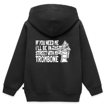 Trombone - Sweat Premium à capuche zippé enfant bio - noir - Dos - AI Model Kid Male (0cm)