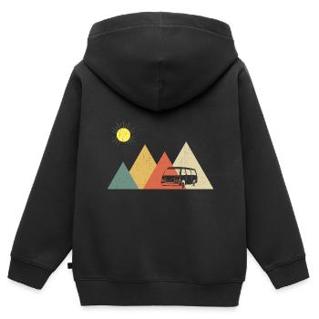 Camper Bus Caravan Camper Bus - Kinder Premium Organic Zip Hoodie - Schwarz - Hinten - AI Model Kid Male (0cm)