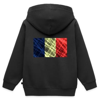 France - Sweat Premium à capuche zippé enfant bio - noir - Dos - AI Model Kid Male (0cm)