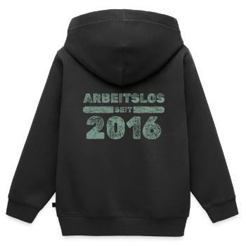 seit 2016 - Kinder Premium Organic Zip Hoodie - Schwarz - Hinten - AI Model Kid Male (0cm)