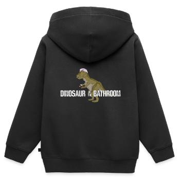 Dinosaurier im Badezimmer - Dino Humor - Kinder Premium Organic Zip Hoodie - Schwarz - Hinten - AI Model Kid Male (0cm)