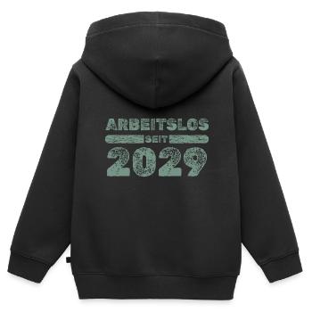 seit 2029 - Kinder Premium Organic Zip Hoodie - Schwarz - Hinten - AI Model Kid Male (0cm)