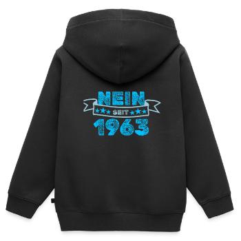 Niemals 1963 - Kinder Premium Organic Zip Hoodie - Schwarz - Hinten - AI Model Kid Male (0cm)