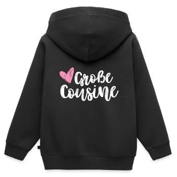 Ich werde große Cousine 2024 Herz Loading Süß - Kinder Premium Organic Zip Hoodie - Schwarz - Hinten - AI Model Kid Male (0cm)