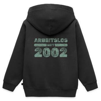 2002 2002 - Kinder Premium Organic Zip Hoodie - Schwarz - Hinten - AI Model Kid Male (0cm)