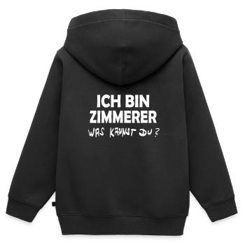 Zimmerer als Beruf - Kinder Premium Organic Zip Hoodie - Schwarz - Hinten - AI Model Kid Male (0cm)