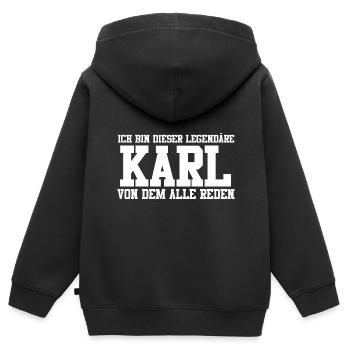 Karl Name Design - Kinder Premium Organic Zip Hoodie - Schwarz - Hinten - AI Model Kid Male (0cm)