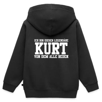 Kurt Name Design - Kinder Premium Organic Zip Hoodie - Schwarz - Hinten - AI Model Kid Male (0cm)