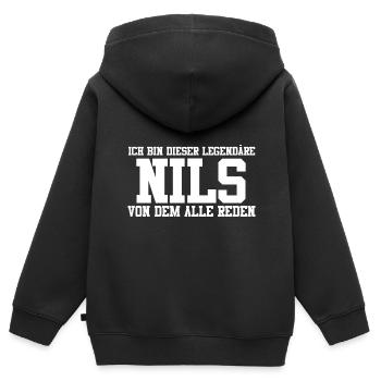 Nils Name Design - Kinder Premium Organic Zip Hoodie - Schwarz - Hinten - AI Model Kid Male (0cm)