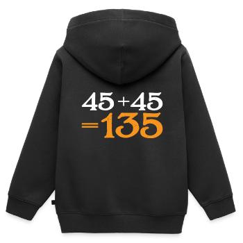 45 + 45 = 135 34 - Kinder Premium Organic Zip Hoodie - Schwarz - Hinten - AI Model Kid Male (0cm)