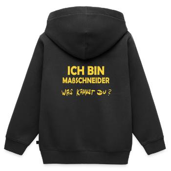 Profession : Tailleur sur mesure - Sweat Premium à capuche zippé enfant bio - noir - Dos - AI Model Kid Male (0cm)
