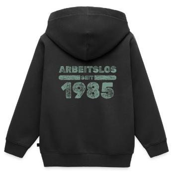1985 - Sweat Premium à capuche zippé enfant bio - noir - Dos - AI Model Kid Male (0cm)
