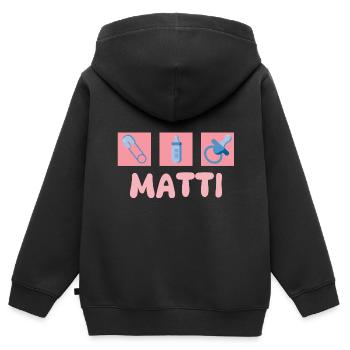Matti als Schnuller - Kinder Premium Organic Zip Hoodie - Schwarz - Hinten - AI Model Kid Male (0cm)