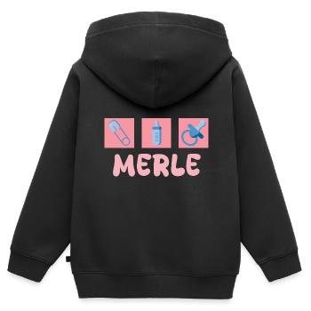 Sucette Merle - Sweat Premium à capuche zippé enfant bio - noir - Dos - AI Model Kid Male (0cm)