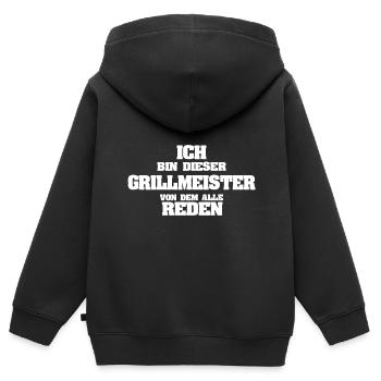 Grillmeister - Kinder Premium Organic Zip Hoodie - Schwarz - Hinten - AI Model Kid Male (0cm)
