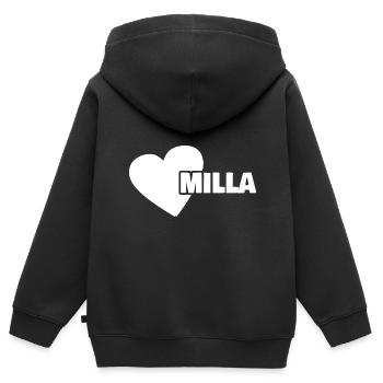 Milla comme prénom - Sweat Premium à capuche zippé enfant bio - noir - Dos - AI Model Kid Male (0cm)
