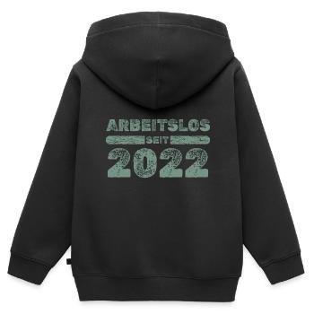 2022 - Kinder Premium Organic Zip Hoodie - Schwarz - Hinten - AI Model Kid Male (0cm)