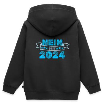 Niemals 2024 - Kinder Premium Organic Zip Hoodie - Schwarz - Hinten - AI Model Kid Male (0cm)