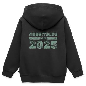 2025 2025 - Kinder Premium Organic Zip Hoodie - Schwarz - Hinten - AI Model Kid Male (0cm)