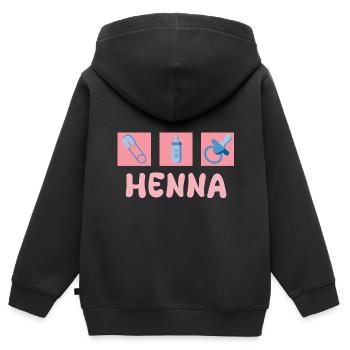 Sucette Henné - Sweat Premium à capuche zippé enfant bio - noir - Dos - AI Model Kid Male (0cm)