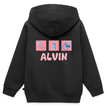 Sucette Alvin - Sweat Premium à capuche zippé enfant bio - noir - Dos - AI Model Kid Male (0cm)
