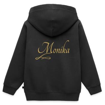 Vorname von Monika - Kinder Premium Organic Zip Hoodie - Schwarz - Hinten - AI Model Kid Male (0cm)