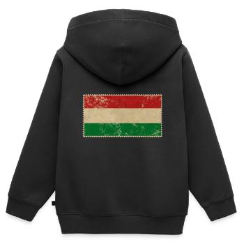 Hungary Ungarn - Kinder Premium Organic Zip Hoodie - Schwarz - Hinten - AI Model Kid Male (0cm)