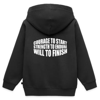 Courage To Start, Strength Endure, Will To Finish8 - Kinder Premium Organic Zip Hoodie - Schwarz - Hinten - AI Model Kid Male (0cm)