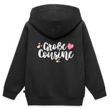 Ich werde große Cousine 2024 Herzen Loading Süß - Kinder Premium Organic Zip Hoodie - Schwarz - Hinten - AI Model Kid Male (0cm)