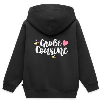 Ich werde große Cousine 2024 Herzen Loading Süß - Kinder Premium Organic Zip Hoodie - Schwarz - Hinten - AI Model Kid Male (0cm)