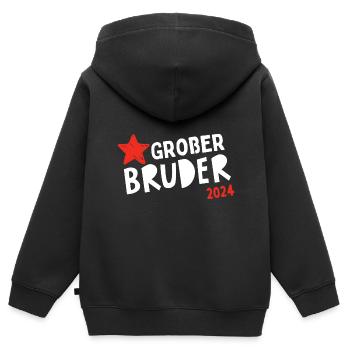 Ich werde Großer Bruder 2024 Loading Krone BÄM - Kinder Premium Organic Zip Hoodie - Schwarz - Hinten - AI Model Kid Male (0cm)