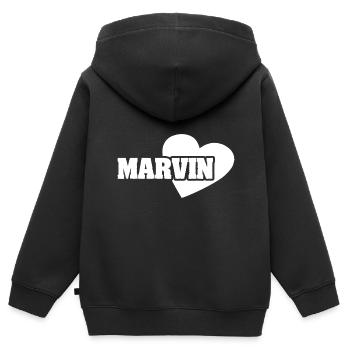 Marvin - Kinder Premium Organic Zip Hoodie - Schwarz - Hinten - AI Model Kid Male (0cm)