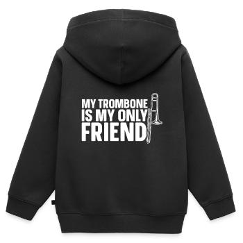 Trombone - Sweat Premium à capuche zippé enfant bio - noir - Dos - AI Model Kid Male (0cm)