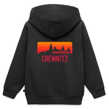 Chemnitz - Kinder Premium Organic Zip Hoodie - Schwarz - Hinten - AI Model Kid Male (0cm)