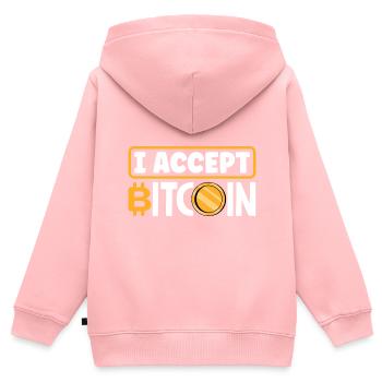 I Accept Bitcoin Cryptocurrency Trading Coin BTC - Kinder Premium Organic Zip Hoodie - Rosa - Hinten - AI Model Kid Female (0cm)