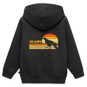 Falknerei Ornithologie Geschenk - Kinder Premium Organic Zip Hoodie - Schwarz - Hinten - AI Model Kid Male (0cm)