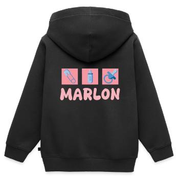 Sucette Marlon - Sweat Premium à capuche zippé enfant bio - noir - Dos - AI Model Kid Male (0cm)