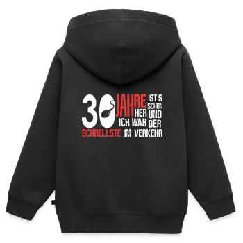 30. Geburtstag - schnellster im Verkehr - Kinder Premium Organic Zip Hoodie - Schwarz - Hinten - AI Model Kid Male (0cm)
