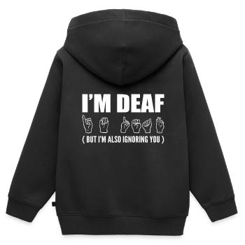 Lustige Gebärdensprache Dolmetscher - Kinder Premium Organic Zip Hoodie - Schwarz - Hinten - AI Model Kid Male (0cm)