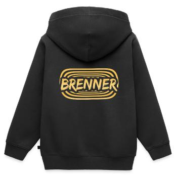Brûleur de travail - Sweat Premium à capuche zippé enfant bio - noir - Dos - AI Model Kid Male (0cm)