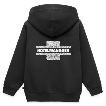 Profession Directeur de l’hôtel - Sweat Premium à capuche zippé enfant bio - noir - Dos - AI Model Kid Male (0cm)