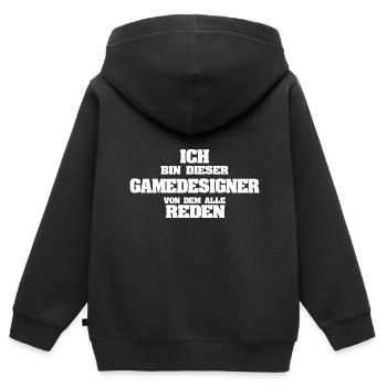 Profession Concepteur de jeux - Sweat Premium à capuche zippé enfant bio - noir - Dos - AI Model Kid Male (0cm)