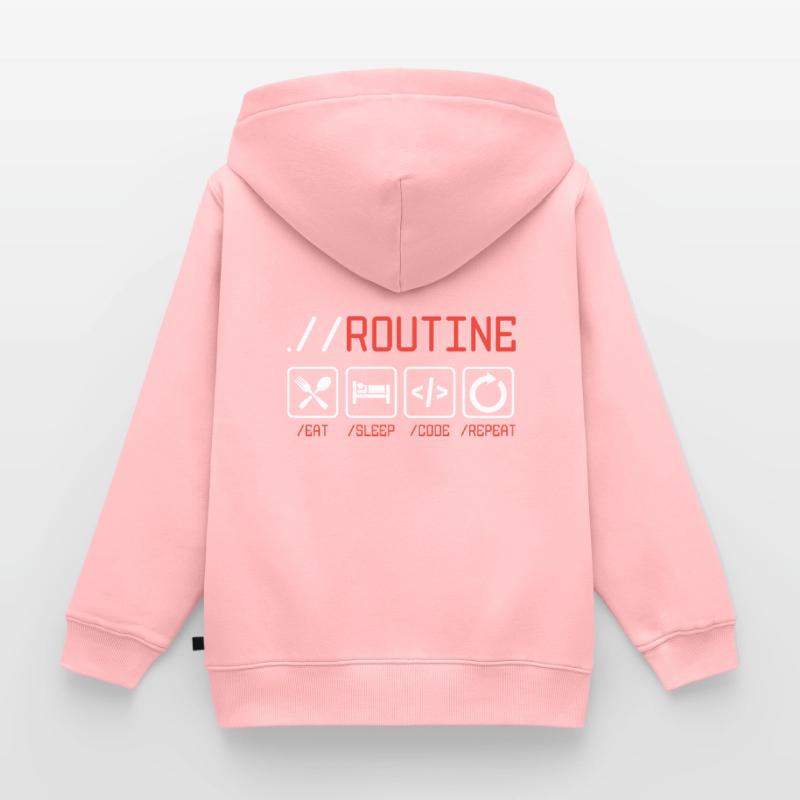 Routine Eat Sleep Code Repeat Software Developer C Kinder Premium Organic Zip Hoodie