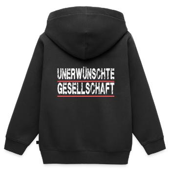 Unerwünschte Gesellschaft - Kinder Premium Organic Zip Hoodie - Schwarz - Hinten - AI Model Kid Male (0cm)