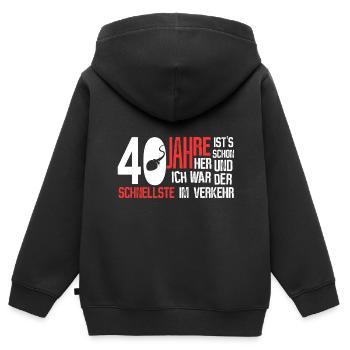 40. Geburtstag - schnellster im Verkehr - Kinder Premium Organic Zip Hoodie - Schwarz - Hinten - AI Model Kid Male (0cm)