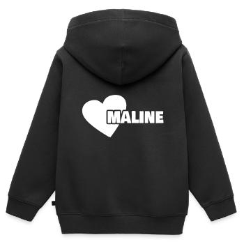 Naissance pour Maline Prénom Né - Sweat Premium à capuche zippé enfant bio - noir - Dos - AI Model Kid Male (0cm)